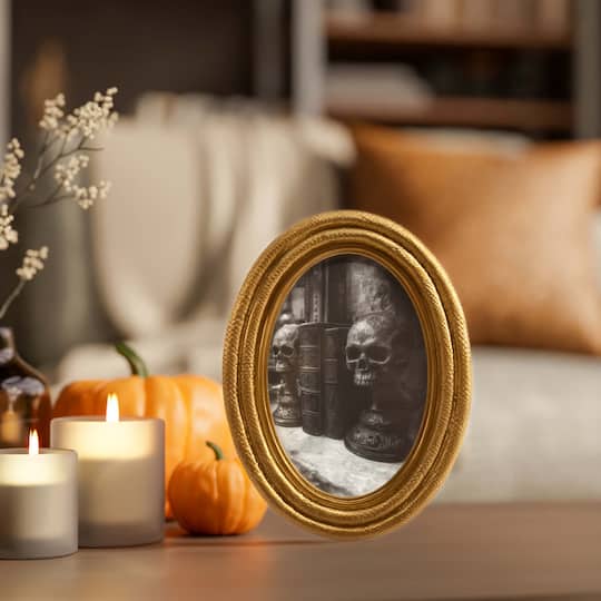 4" x 6" Gold Snake Print Oval Tabletop Frame by Ashland®